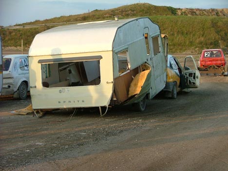 Ødelagt campingvogn